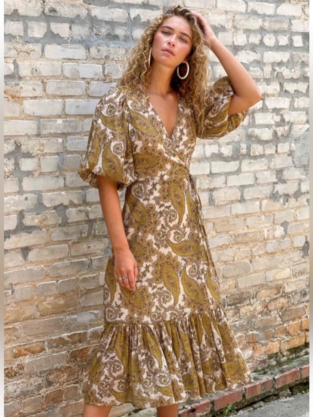 NEW MINKPINK Sistan Wrap Midi Dress Paisley Floral Wedding Cottagecore NWT
